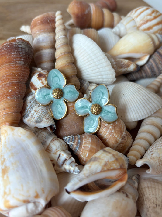 Boucles d'Oreilles Flora Bleues