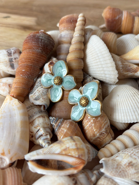 Boucles d'Oreilles Flora Bleues